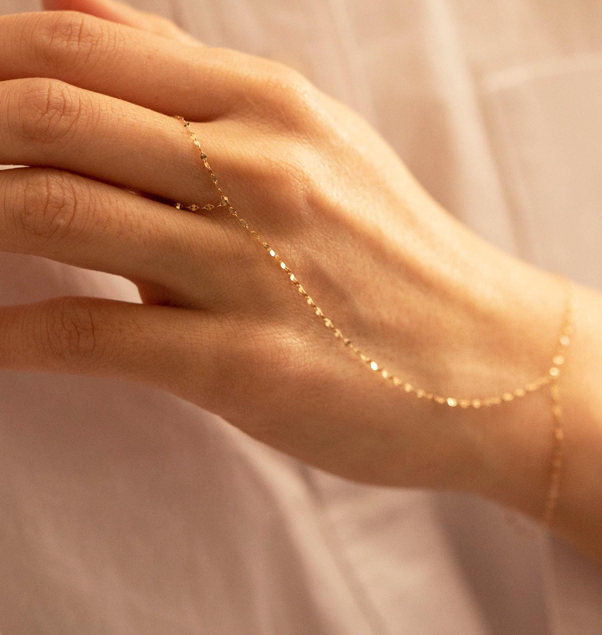 14 k gold dainty hand chain
