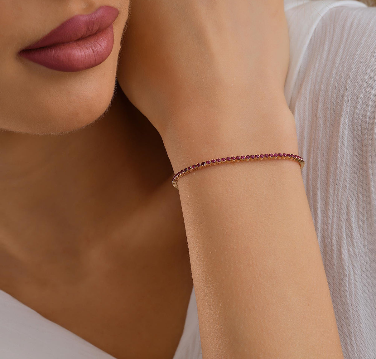 14k gold ruby tennis bracelet
