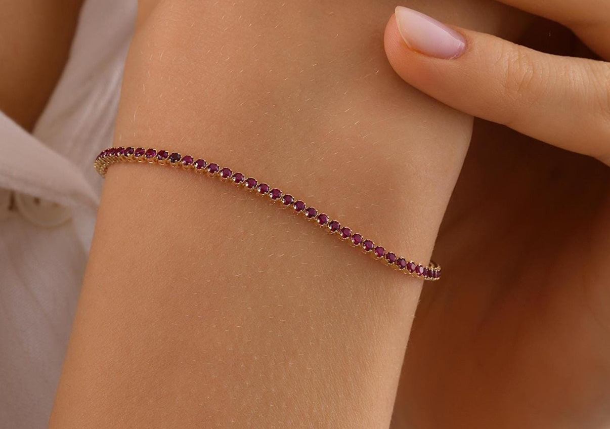 14k gold ruby tennis bracelet