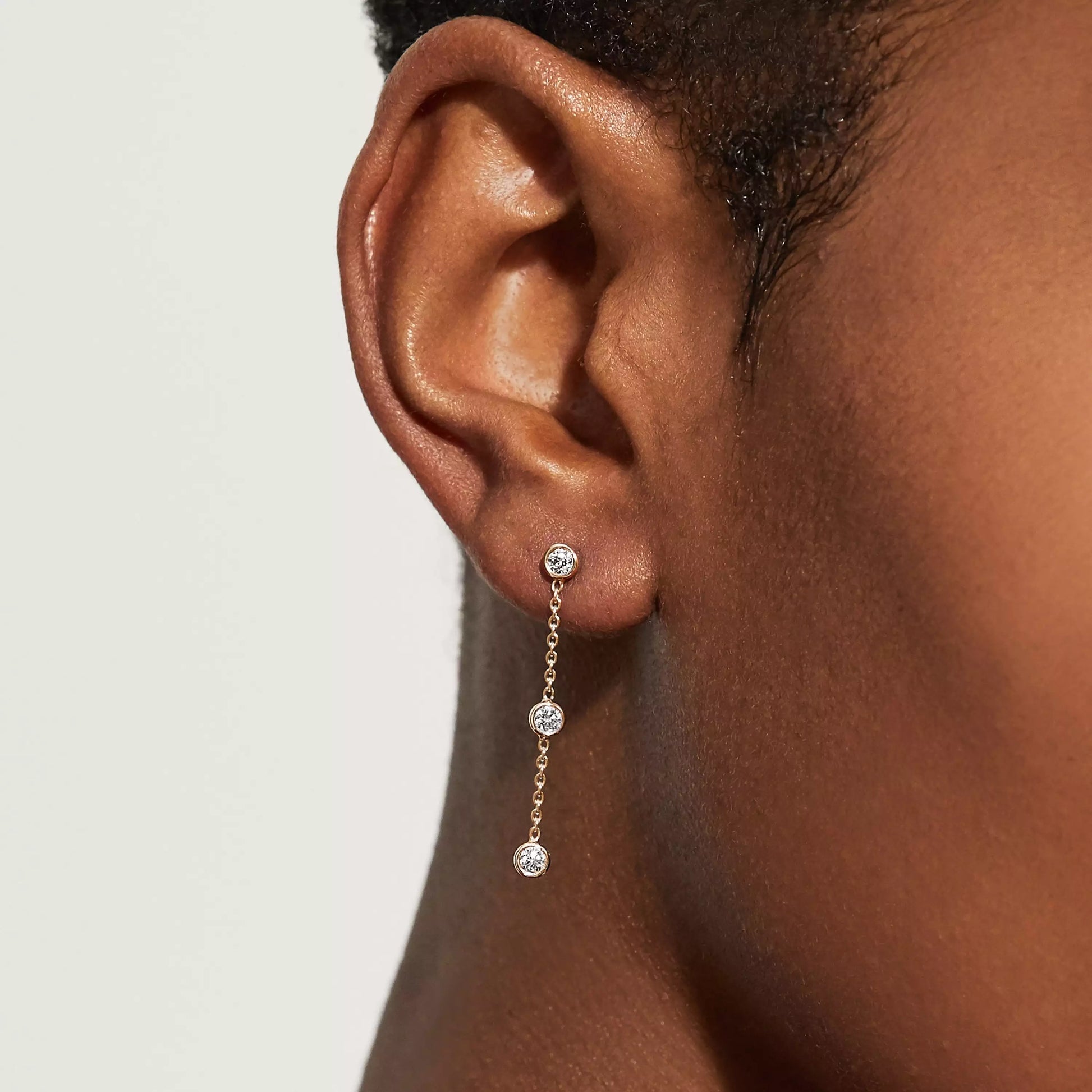 10k gold diamond drop bezel earrings