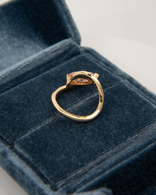 2ct pink wavy bypass marquise 14k gold