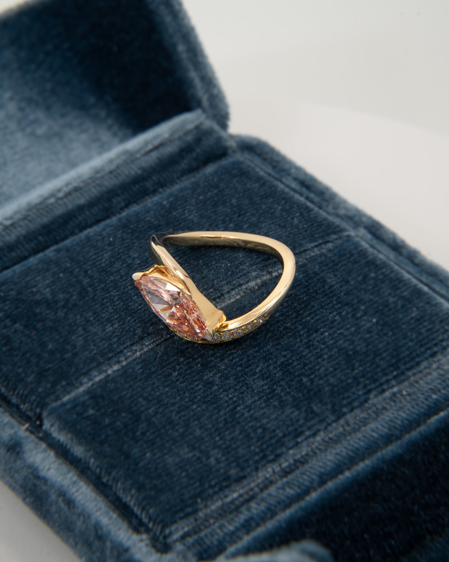 2ct pink wavy bypass marquise 14k gold