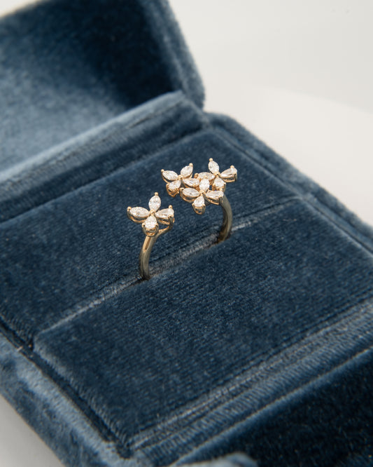 Agatha floral bypass diamond ring