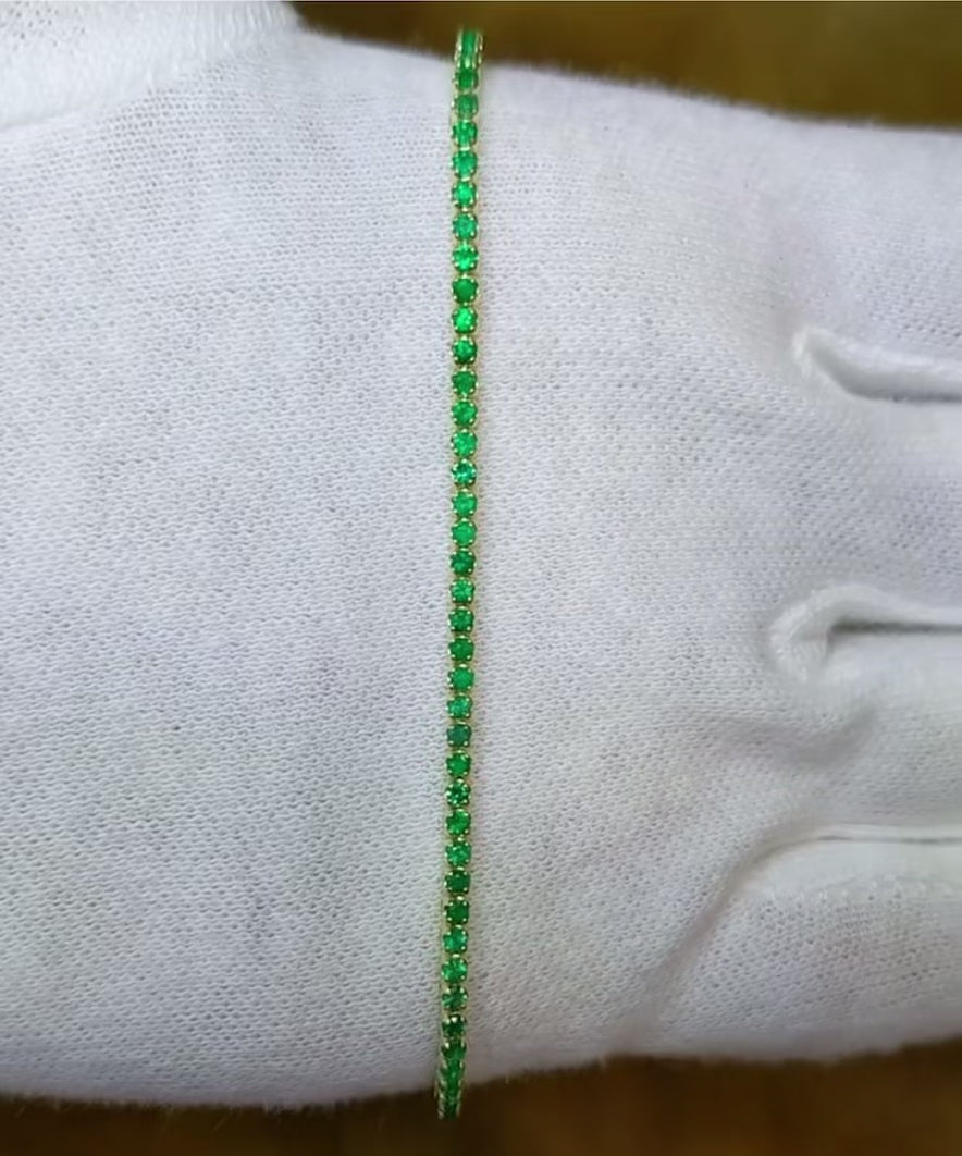 14k gold emerald tennis bracelet