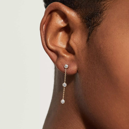 10k gold diamond drop bezel earrings