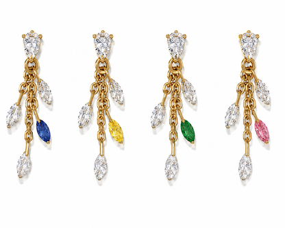 14k floating diamond dangle earring