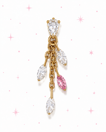 14k floating diamond dangle earring