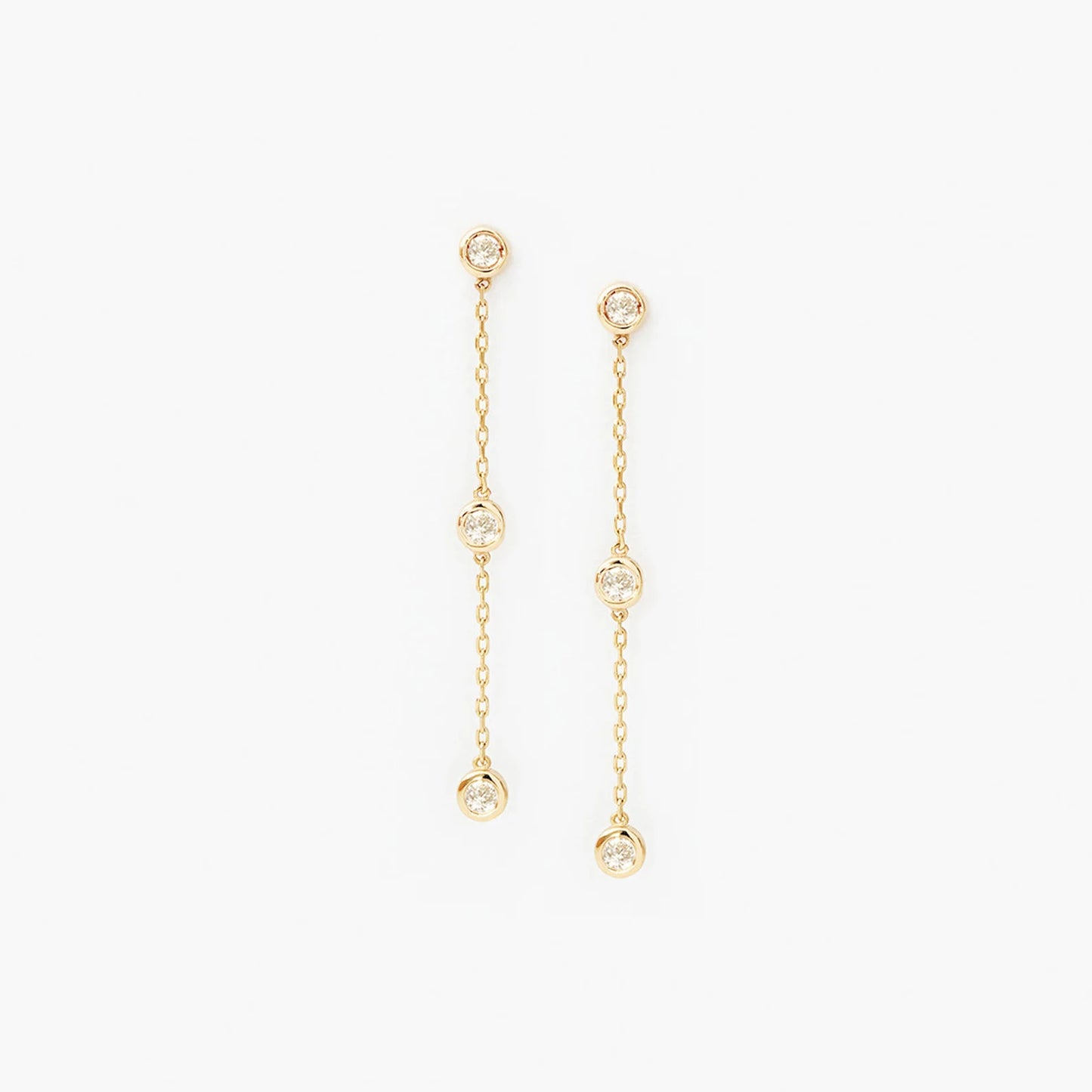 10k gold diamond drop bezel earrings