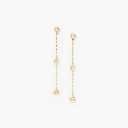 10k gold diamond drop bezel earrings