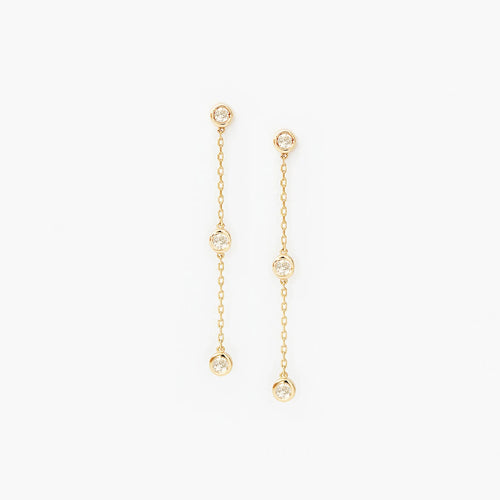 10k gold diamond drop bezel earrings