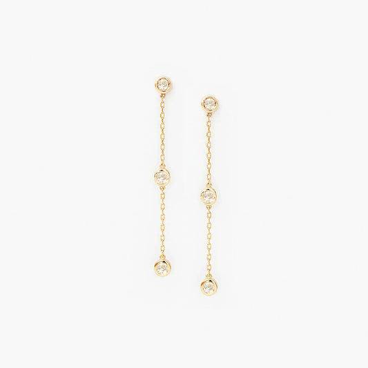 10k gold diamond drop bezel earrings
