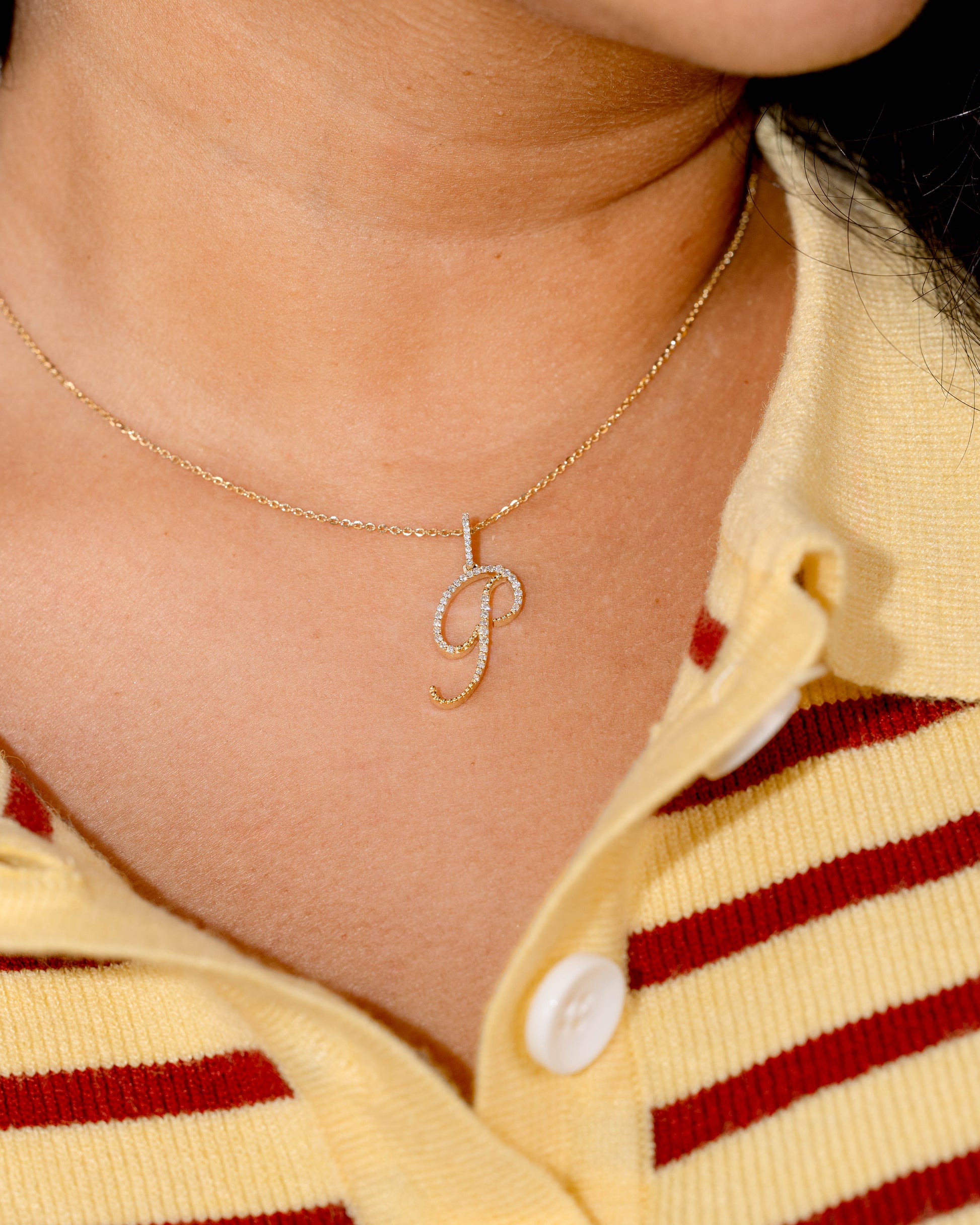 14k diamond letter pendant