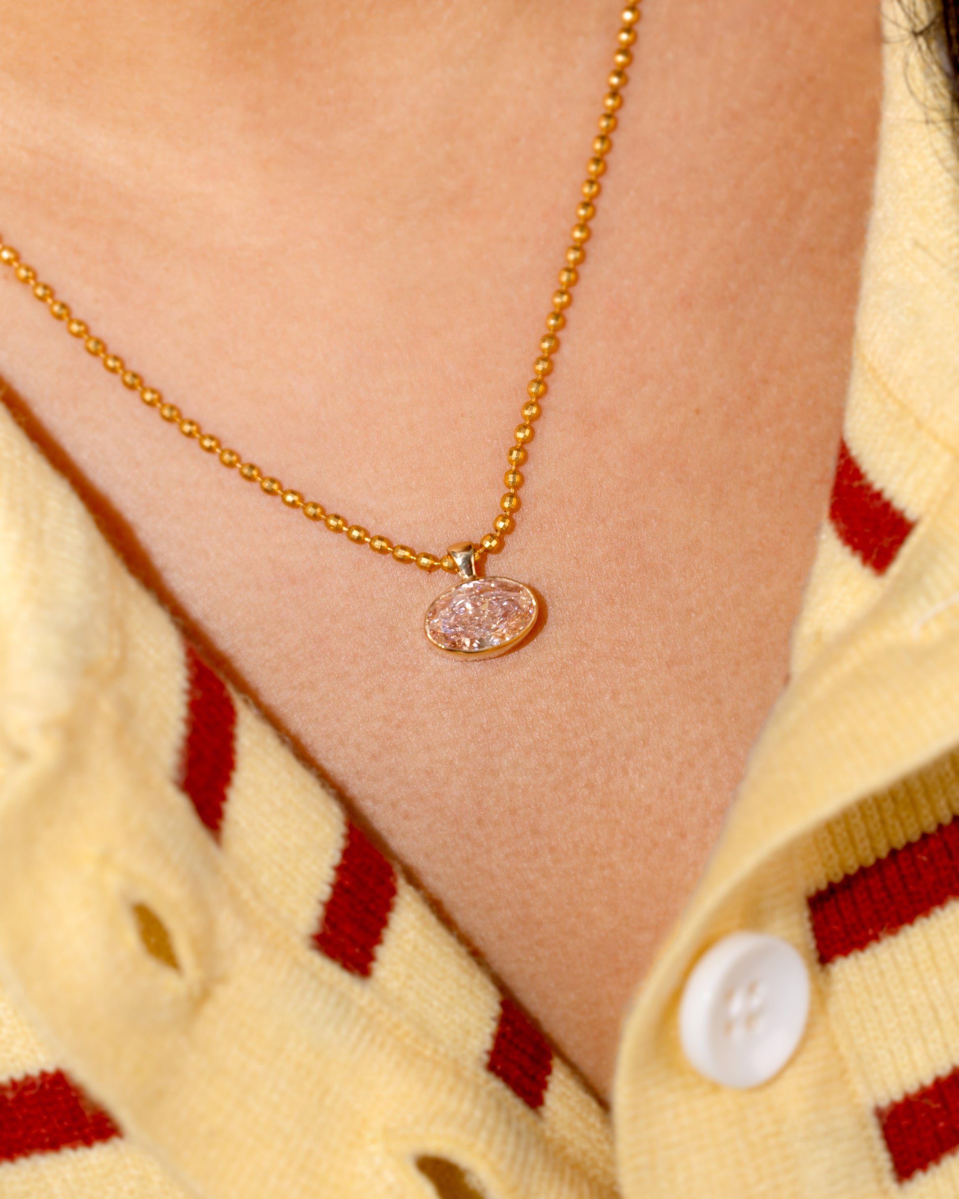 Pink diamond bezel pendant