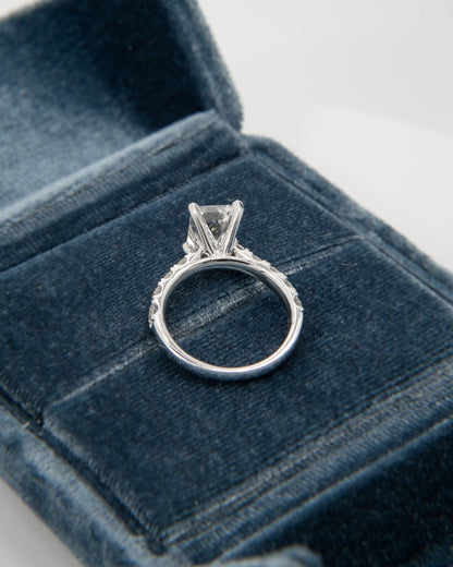 18kt 3ct emerald cut ring 1/2 pave