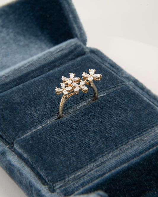 Agatha floral bypass diamond ring