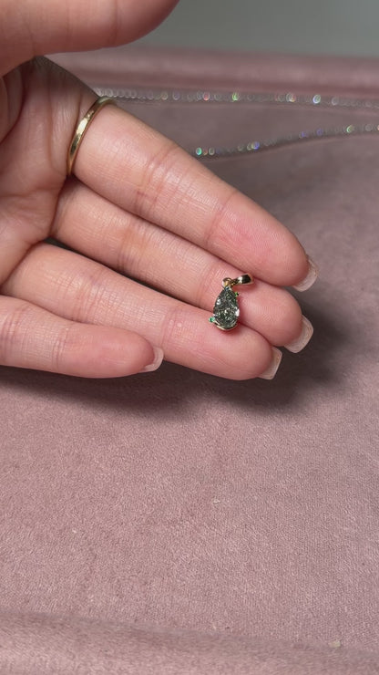 1ct whimsy teal pear diamond 14k pendant