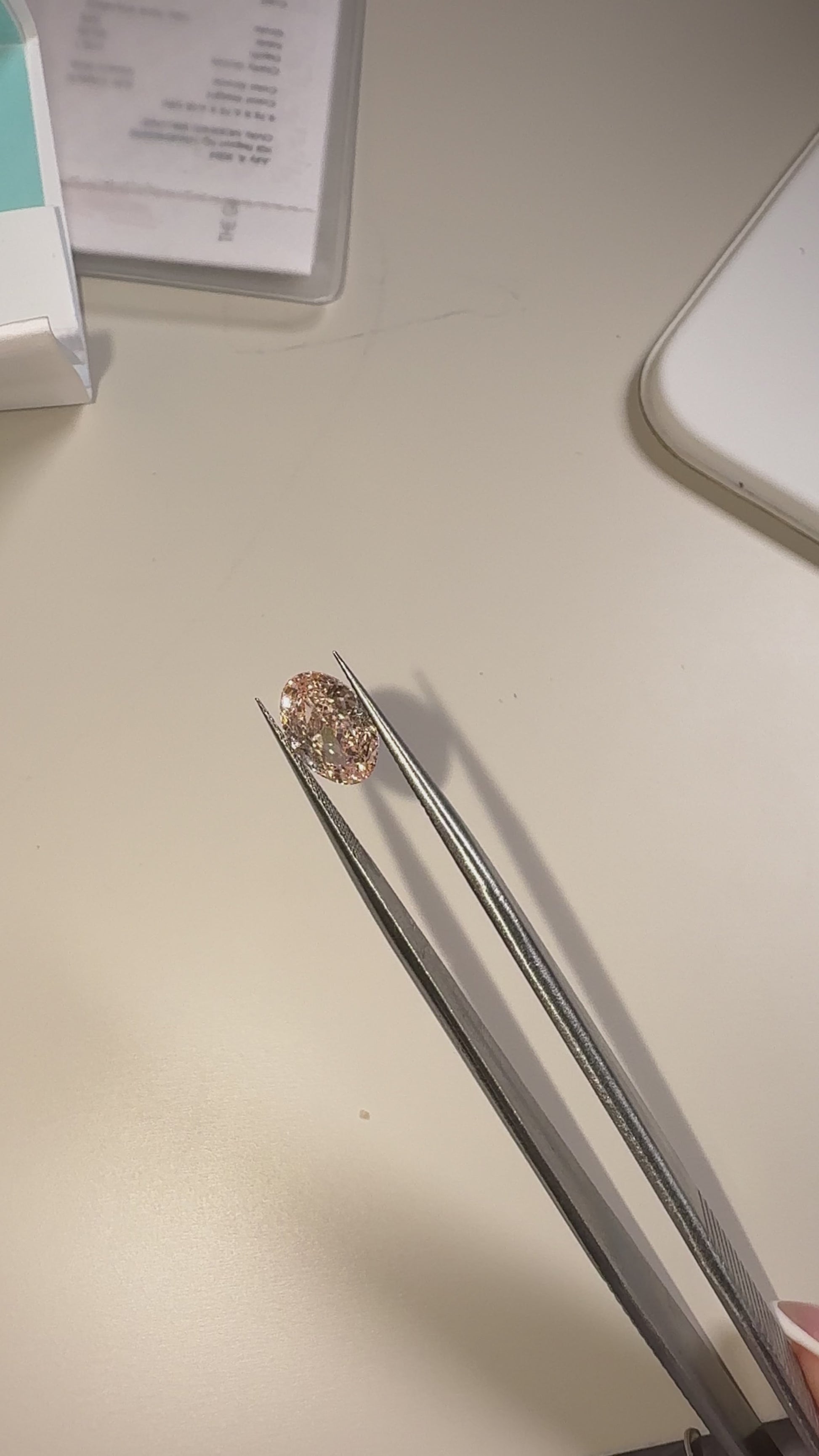 2.01ct VVS1 fancy pink oval diamond IGI certified