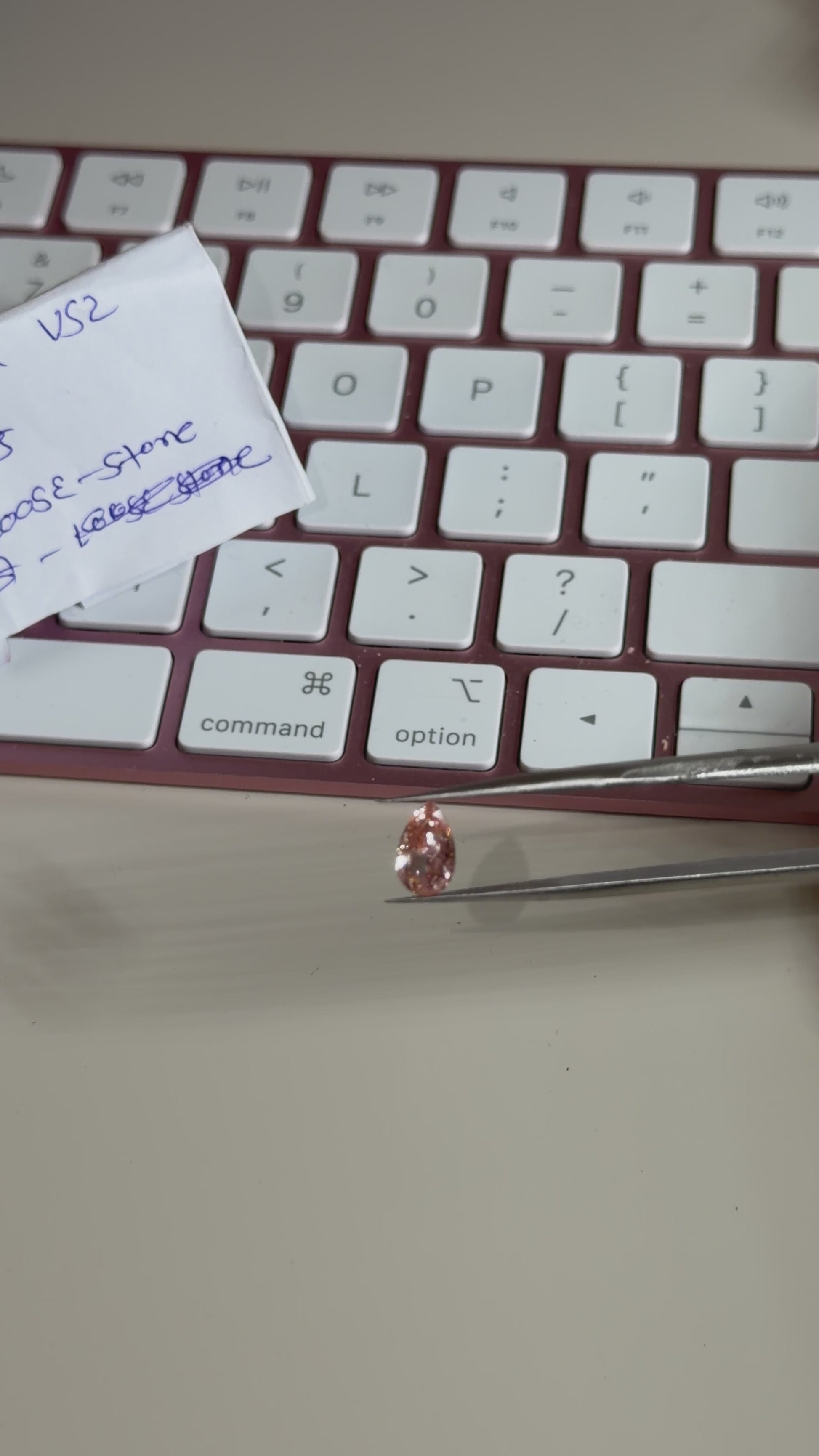 1.63ct fancy intense pink VS2 pear