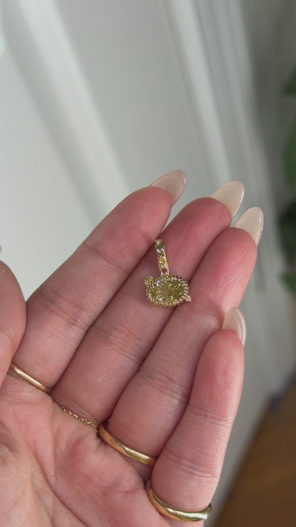 “Sol” 14k 2ct canary oval diamond pendant