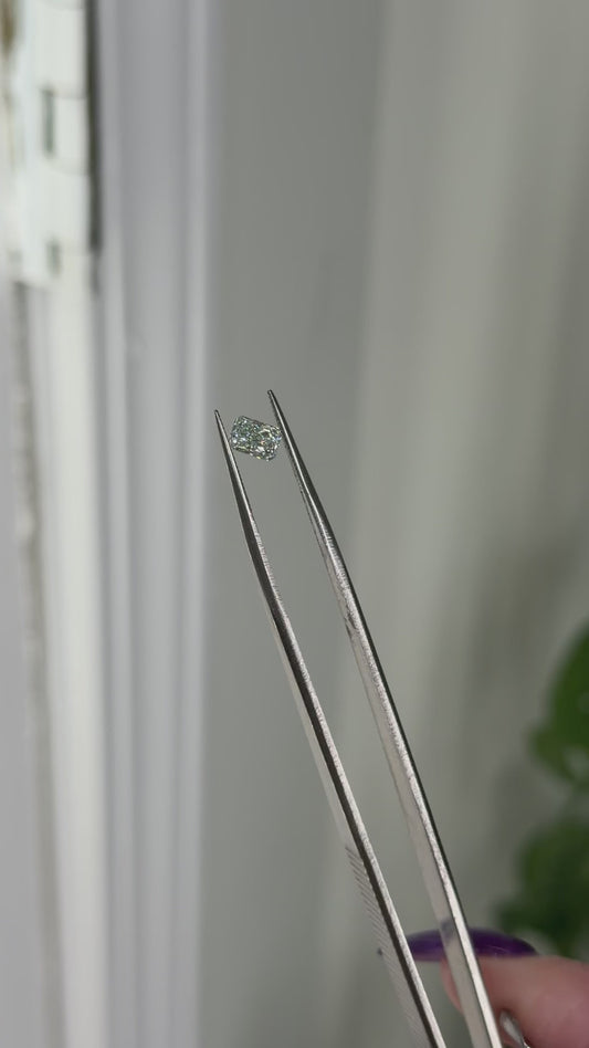0.60ct elongated radiant fancy green VVS2