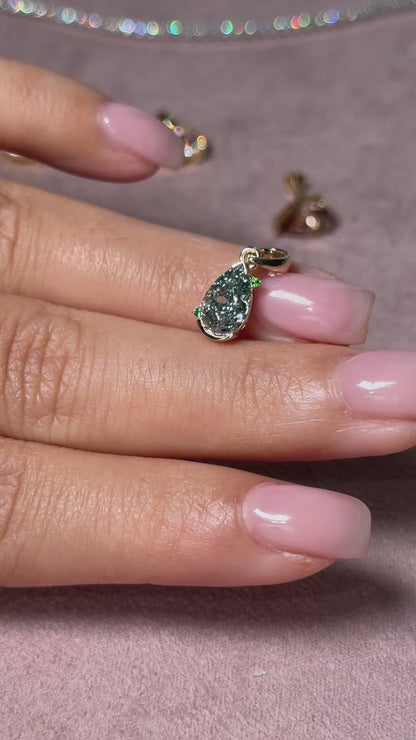 1ct whimsy teal pear diamond 14k pendant