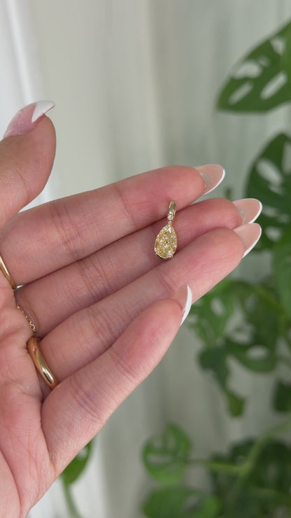 1ct canary pear diamond 14k pendant