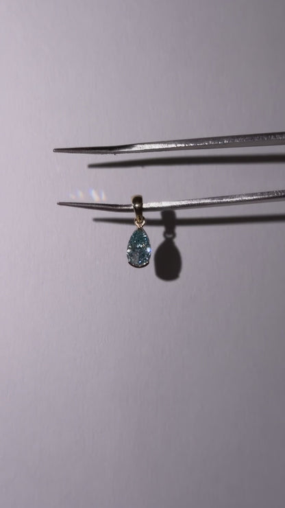 1ct blue pear diamond 14k pendant