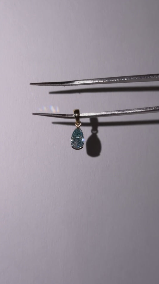1ct blue pear diamond 14k pendant