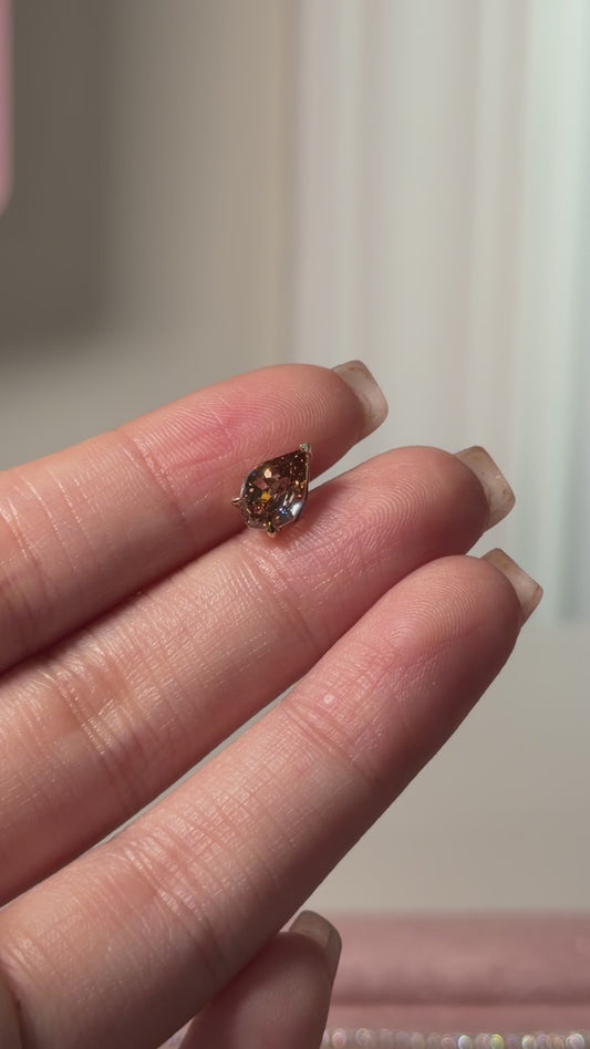 1ct chocolate stepcut pear earring