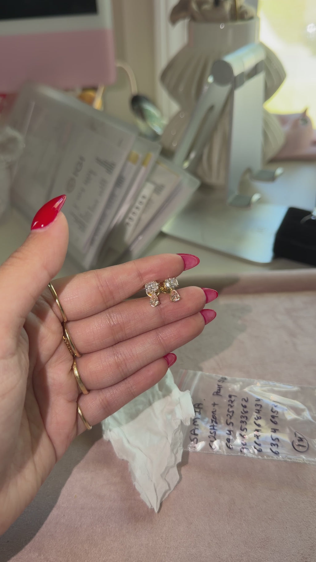 “Samia” drop diamond earrings