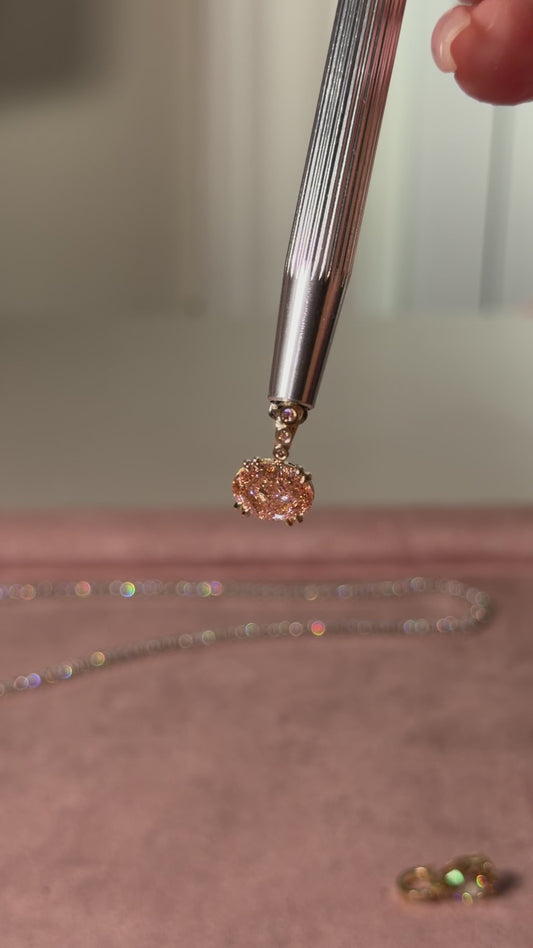 1ct east west pink oval pendant
