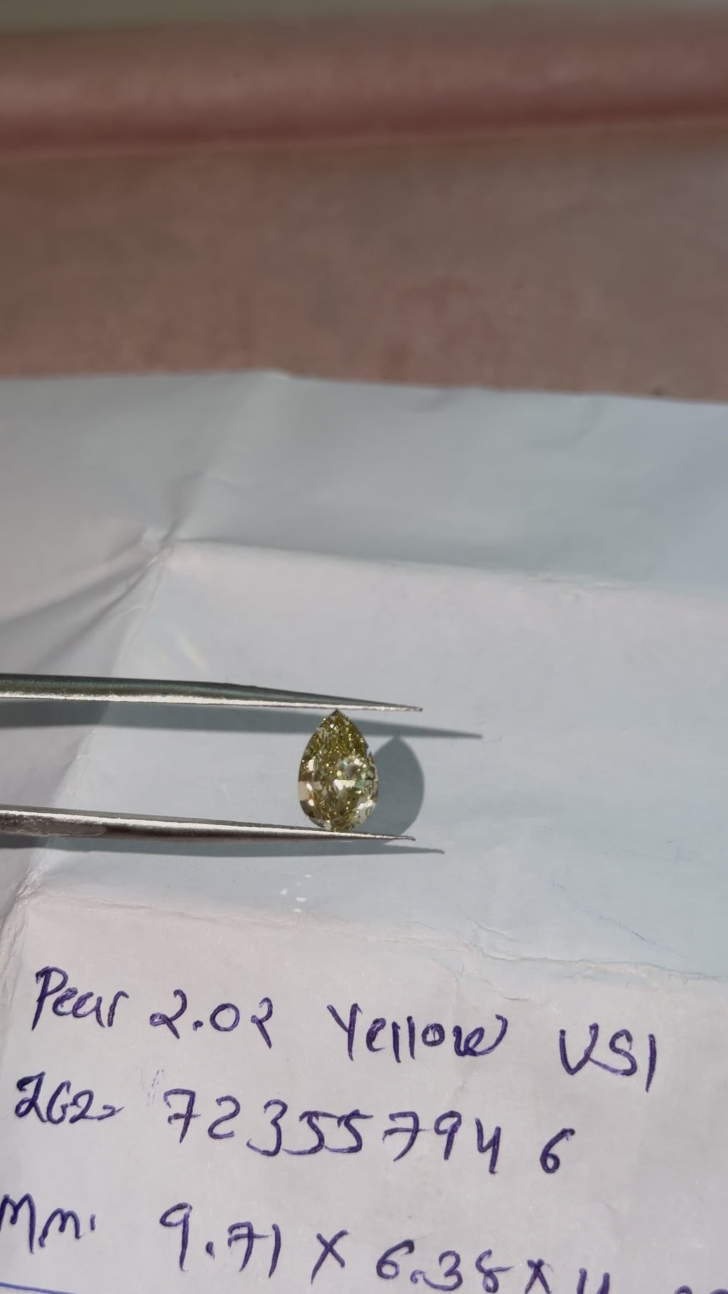 2.02ct canary yellow pear vs1