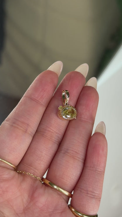 “Sol” 14k 2ct canary oval diamond pendant