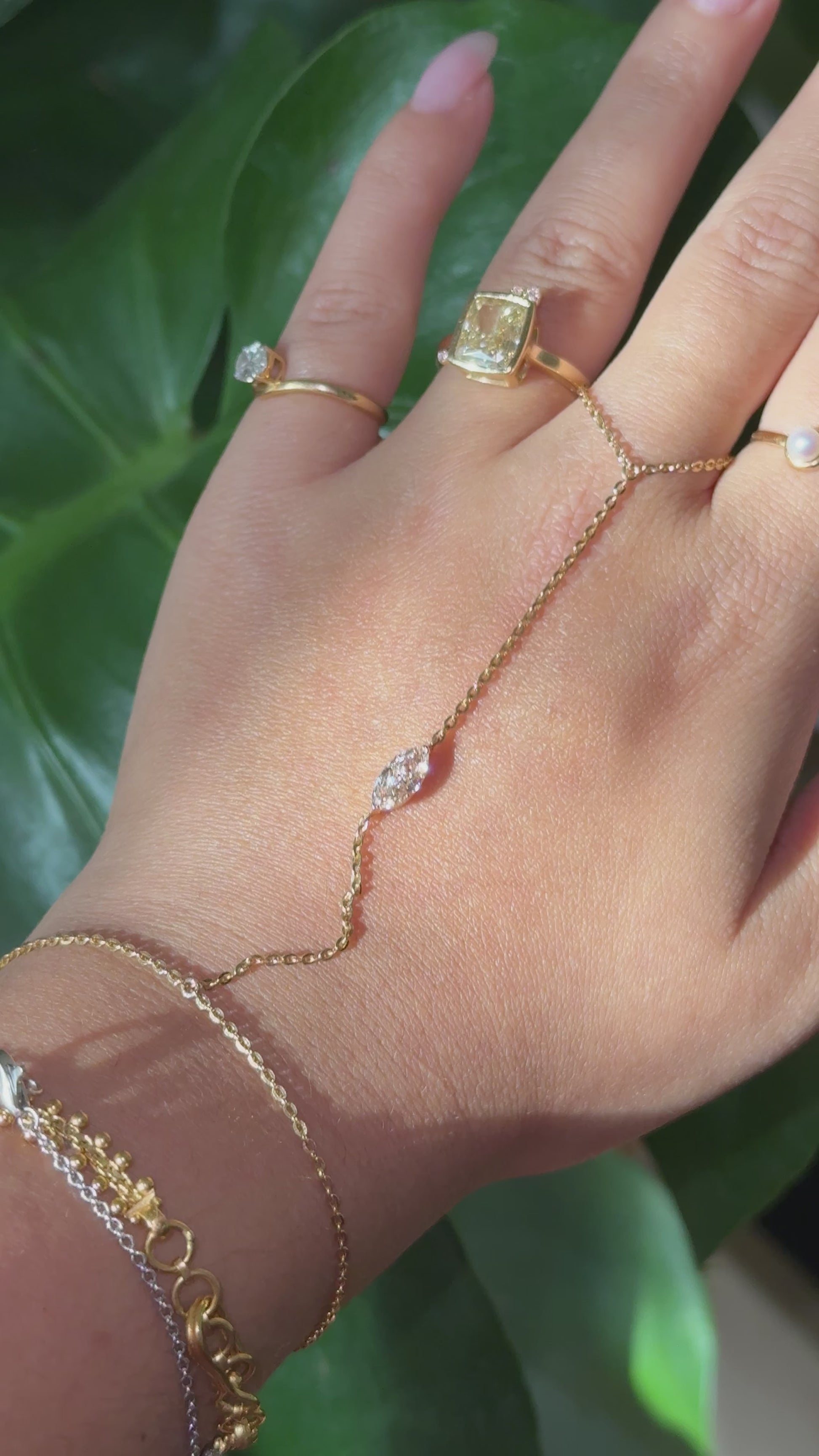 Elisse diamond & gold hand chains