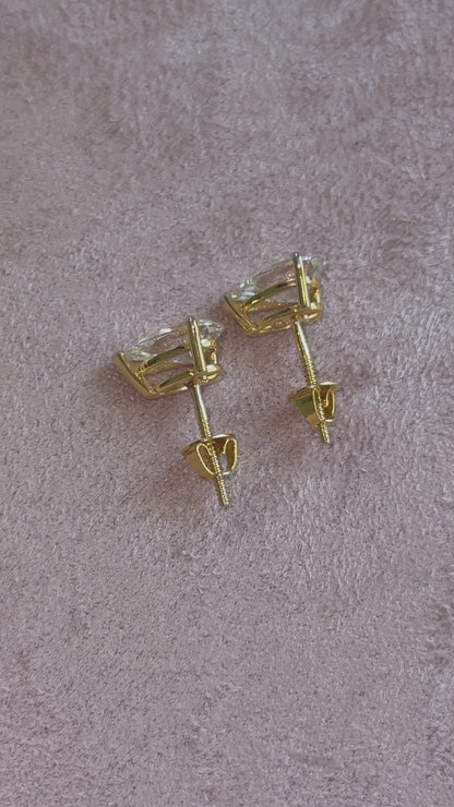 2.00ctw VVS2 pear earrings 14k gold screwbacks